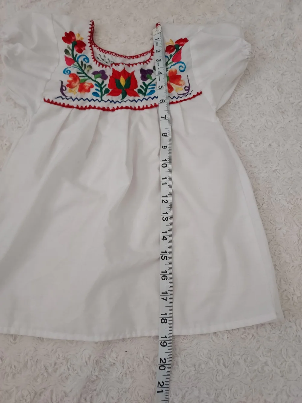 Cotton Girls' 2T-4T Beautifully Embroidered Floral Peasant Top Guatemalan Summer